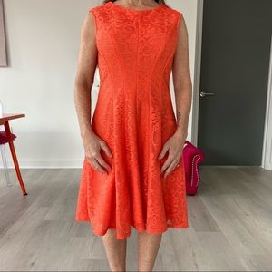 ❤️ DB Coral Textured Fit And Flare Dress